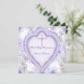 Invitation Première Communion Purple Pink Heart Girl 2 (Debout devant)