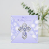 Invitation Première communion Purple Sparkle (Debout devant)