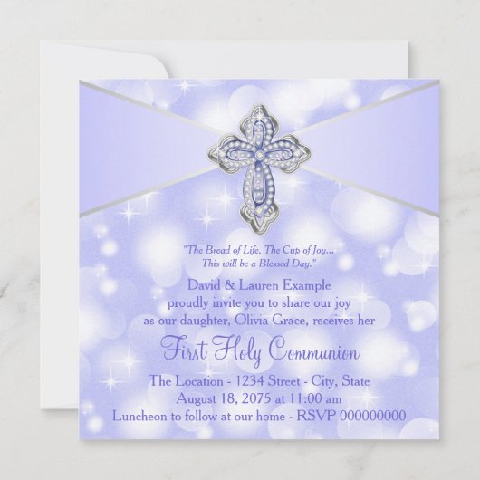 Invitation Première communion Purple Sparkle (Dos)