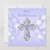 Invitation Première communion Purple Sparkle (Devant)