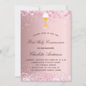 Invitation Première communion rose blush (Devant)