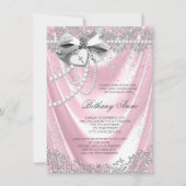 Invitation Première communion rose satin (Devant)