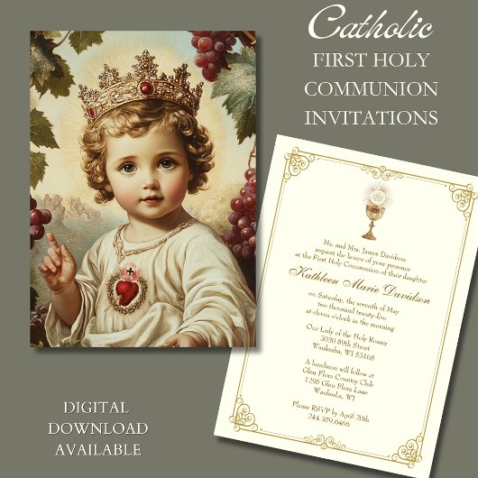Invitation Première communion Sacré-Coeur Enfant Jésus