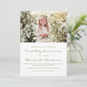 Invitation Première communion sacrée classique avec photo cro (Debout devant)