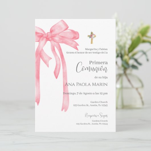 Invitation Première communion sacrée de Boho en Espagne (Debout devant)