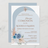 Invitation Première communion sacrée de Boho en Espagne (Devant / Derrière)
