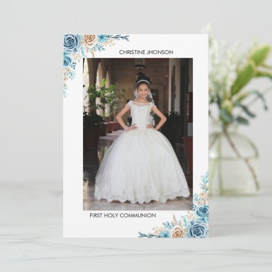 Invitation Première communion sacrée moderne (Debout devant)
