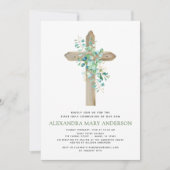 Invitation Première Communion Sage vert Eucalyptus (Devant)