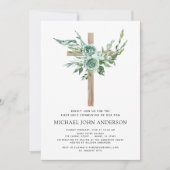 Invitation Première Communion Sage vert Eucalyptus Invi (Devant)
