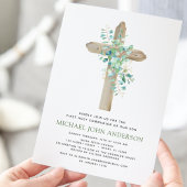 Invitation Première Communion Sage vert Eucalyptus Invi