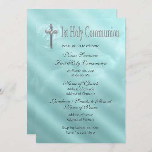 Invitation Première communion sainte (Devant / Derrière)