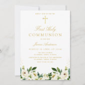 Invitation première communion sainte à fleurs blanches (Devant)