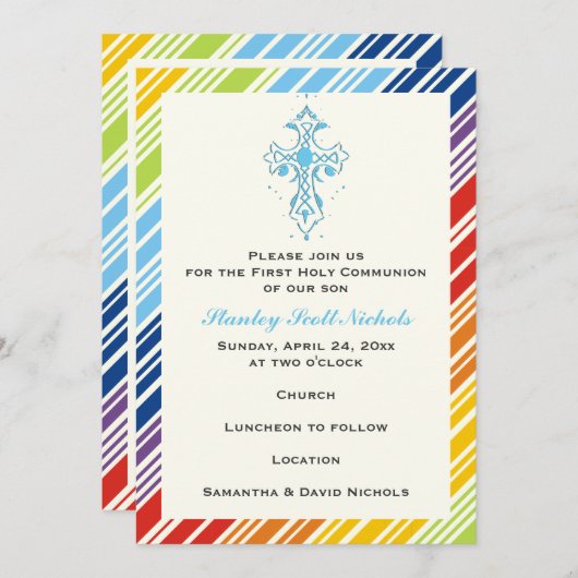 Invitation Première Communion Sainte / Baptême / Confirmation (Devant / Derrière)