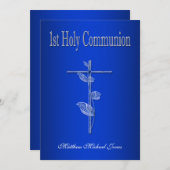 Invitation Première communion sainte bleue blanche (Devant / Derrière)