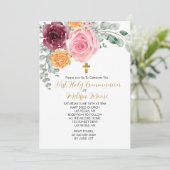 Invitation Première Communion Sainte Chute rose Bourgogne Flo (Debout devant)