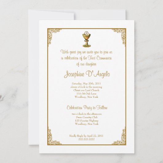 Invitation Première Communion sainte - Conception croisée des (Dos)
