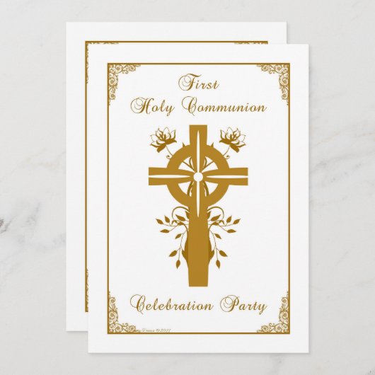 Invitation Première Communion sainte - Conception croisée des (Devant / Derrière)