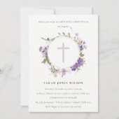 Invitation Première communion sainte de la couronne florale d (Devant)