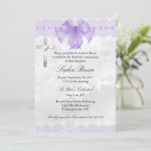 Invitation Première communion sainte de la dentelle violette (Debout devant)