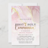 Invitation Première communion sainte de la fille en marbre ro (Devant)