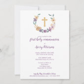 Invitation Première communion sainte de Lavender et Gold Flor (Devant)