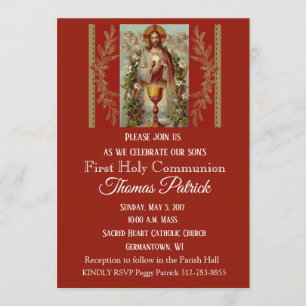 Invitation Première Communion Sainte Jésus Eucharistie Invita