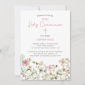 Invitation Première communion sainte rose pâle (Devant)