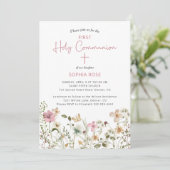 Invitation Première communion sainte rose pâle (Debout devant)