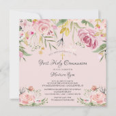Invitation Première communion sainte rose pâle (Devant)