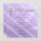 Invitation Première communion sainte violette (Devant / Derrière)