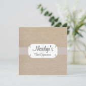 Invitation Première communion Saumon et burlap beige de Russi (Debout devant)