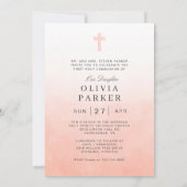 Invitation Première communion simple aquarelle photo fille (Dos)