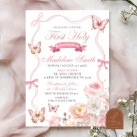 Première communion solennelle fleur papillon Flora