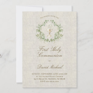 Invitation Première communion solennelle texture beige