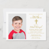 Invitation Première Communion traditionnelle Photo Boy (Devant)