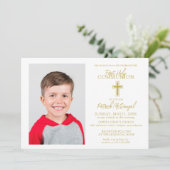 Invitation Première Communion traditionnelle Photo Boy (Debout devant)