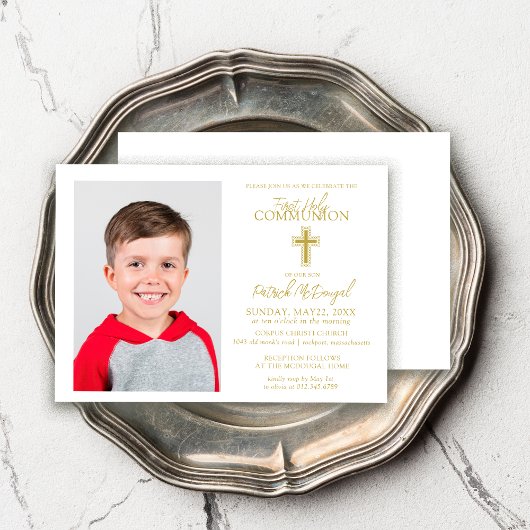 Invitation Première Communion traditionnelle Photo Boy