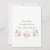 Invitation Première communion triplets Fleurs roses Luxe (Dos)