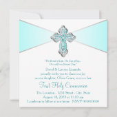 Invitation Première communion turquoise pour filles (Dos)