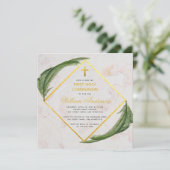 Invitation Première Communion Verdure Faux Gold Marble Fern (Debout devant)