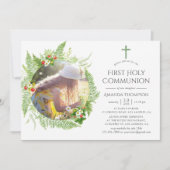 Invitation Première communion verte au pays (Devant)