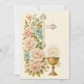 Invitation Première Communion Vintage Florale (Devant)