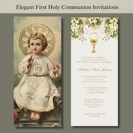Invitation Première Communion Vintage Jésus