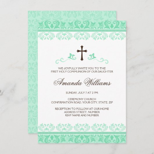 Invitation Première confirmation de communion de filles (Devant / Derrière)