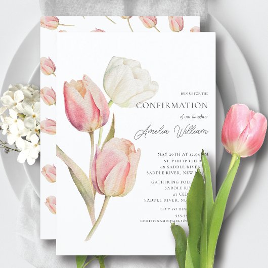 Invitation Première confirmation des tulipes gracieuses