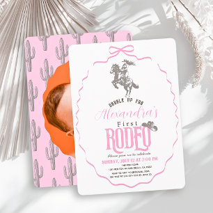 Invitation Première Cowgirl de Rodéo Arc Rose Photo 1er Anniv