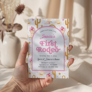Invitation Première Cowgirl de Rodéo Rose Fête d'anniversaire