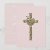 Invitation Première Croix de la Communion avec la colombe et (Devant / Derrière)