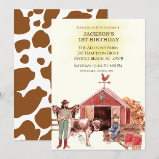 Invitation Première ferme d'anniversaire Animaux de ferme Inv