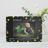 Invitation Première fête d'anniversaire | Chalkboard Confetti (Debout devant)